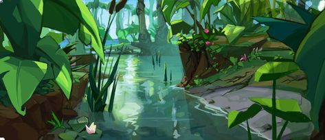 Crash Landed - Concept Art - Islands | Crash Mania Jungle Concept Art, Bg Design, Perspective Art, Crash Bandicoot, Ghibli Art, Fantasy Art Landscapes, Animation Background, Visual Development, Environment Design