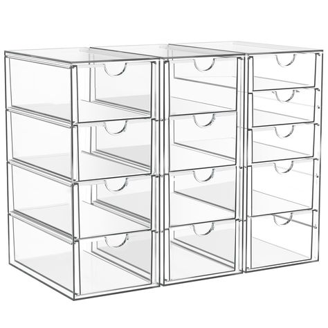 PRICES MAY VARY. Versatile Organizers: Our acrylic organizers help you to organize everywhere in your home. They can be used as organizers and storage for makeup organizer, desk organizer, office organizer, bathroom countertop organizer, kitchen organizer, or laundry under sink organizer, medicine cabinet, pantry, vanity. Desk organizer with drawers are versatile enough to serve as storage solutions for skincare, perfume, lipstick, blush, foundation, pencil, various beads, Lego,tape, washi tape, Bathroom Makeup Organization Drawers, Makeup Cart Organizer, Nail Desk Organization, Medicine Storage Ideas, Bead Storage Ideas, Organizing Vanity, Glass Organizer, Office Supplies Storage, Bathroom Counter Organizer