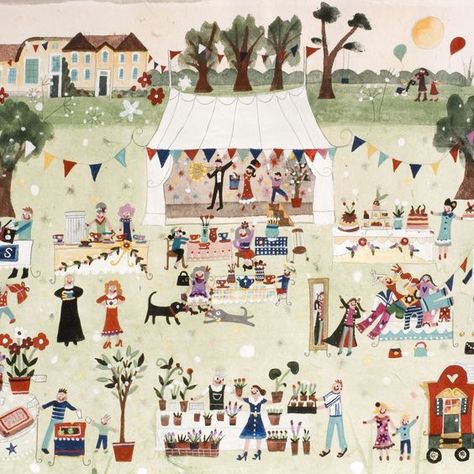 Village Fair, Fair Day, Village Fete, Glitter Water, Louise Penny, Summer Fair, British Summer, Water Colours, Pretty Drawings