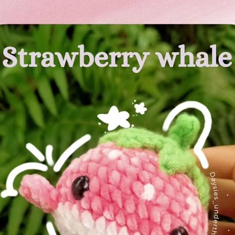 Daysie Days on Instagram: "🍓 Strawberry whale pattern! 🍓 This is my very first crochet pattern and I'm pretty proud of it. 🤭💅💅 🍓 Huge thank you to my amazing testers, all the whales turned out amazing and unique in their own way ☺️☺️ 🍓 Go follow the testers!! @silver.crochets @odd.crochet @crochetsbyaliyah @crochetbysallooma @love_to_crochet315 @nattycrochets @hookedbymeeples @fuzzyfancies" Strawberry Frog Crochet Pattern, Strawberry Whale Crochet, Keropi Crochet Pattern, Strawberry Animal Crochet, Crochet Strawberry Animals, Strawberry Frog Crochet, Free Strawberry Crochet Pattern, Free Crochet Patterns Instagram, Instagram Crochet Pattern