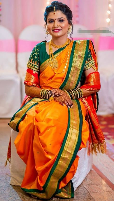 Yellow Saree Maharashtrian Look, Yellow Bridal Saree Maharashtrian, Yellow Navari Bridal Look, Navari Saree Marathi Bride Yellow, Maharashtrian Bride Yellow Saree, Navvari Sadi Pattern, Yellow Nauvari Saree Brides, Navvari Bridal Look, Navvari Sadi Look