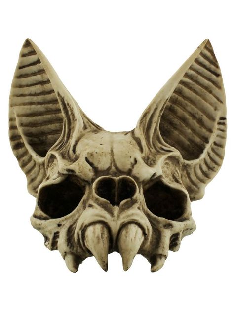 Vampire Fangs Tattoo, Fangs Tattoo, Vampire Bat Skull, Demon Vampire, Macabre Halloween, Bat Mask, Bat Skull, Skull Reference, Half Skull