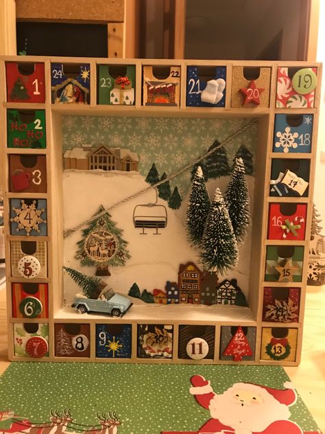 Diy Painted Advent Calendar, Painted Advent Calendar Ideas, Paint Your Own Advent Calendar, Wood Advent Calendar Diy, Painted Advent Calendar, Wood Advent Calendar, Christmas Treats Boxes, Christmas Advent Calendar Diy, Wooden Advent Calendar