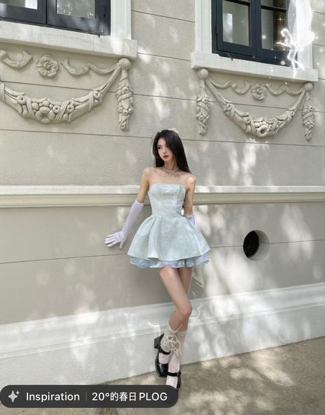 Shiny White Dress, Korean Prom Dresses, Korean Dress Elegant, Fashion Corner, Grad Dresses, Hoco Dresses, Cute Simple Outfits, Edgy Outfits, Blackpink Fashion