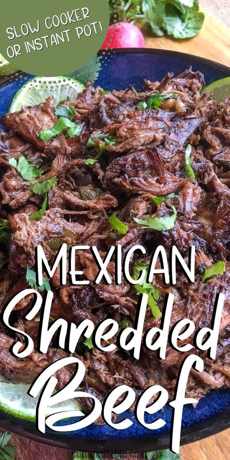 Shredded Beef For Tacos, Instant Pot Shredded Beef, Beef For Tacos, Recipe For Tacos, Shredded Beef Recipes, Shredded Beef Tacos, Mexican Shredded Beef, Pulled Beef, Mexican Beef