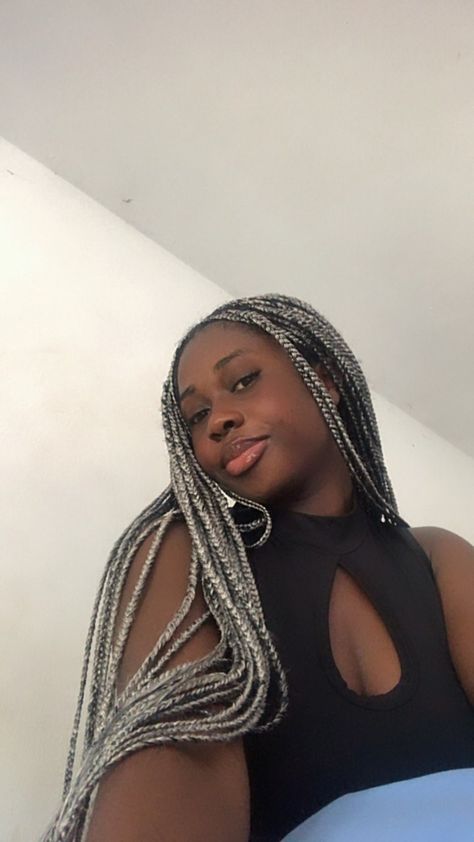 Black girl silver braids Silver Braids For Black Women, Silver Braids, Types Of Texture, Braids For Black, Braids For Black Women, Hair Ideas, Black Women, Chain Necklace, Braids