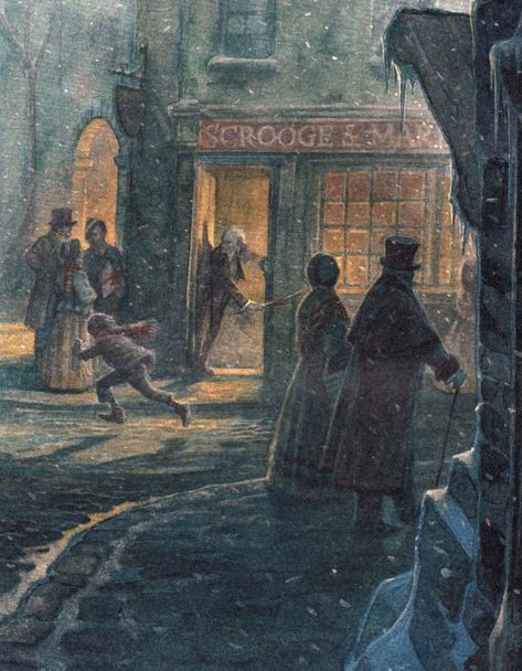 Charles Dickens Illustrations, Charles Dickens A Christmas Carol, Charles Dickens Christmas Aesthetic, Charles Dickens Aesthetic, Fairy Tales Artwork, Victorian Winter, Dickens Christmas Carol, Art Deco City, Christmas Carol Charles Dickens