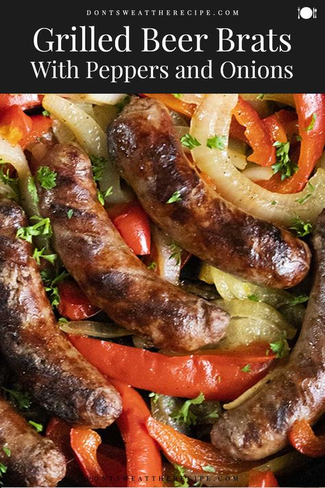 Smoked Sausage Grill Recipes, Grilled Beer Brats, Brats On The Traeger, Brat Recipes Easy Meals Healthy, Braut Recipes Bratwurst Grilled, Best Brats Recipes, Grilled Polish Sausage Recipes, Beer Brats Recipe Grilling, Beer Sausage Recipes