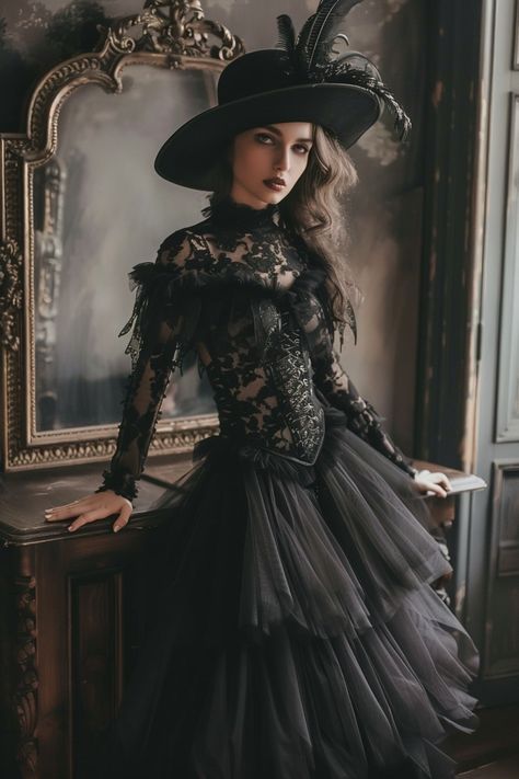 Romantic Goth Outfits: Your Guide to Mastering Gothic Elegance – fashionbylina.com Romantic Goth Outfits, Victorian Ideas, Burgundy Velvet Blazer, Gothic Victorian Dresses, Traditional Goth, Lace Robes, Black Velvet Gown, Goth Dresses, Victorian Gown