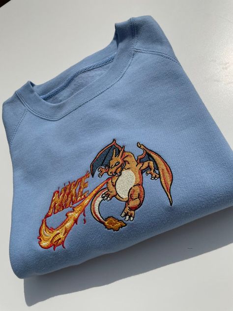 Nike Birthday, Aesthetic Jackets, Sweatshirts Embroidery, Pokemon Hoodie, Shirt Logo Design, Pokemon Gifts, Hoodie Cute, Clothing Diy, Embroidery Hoodie