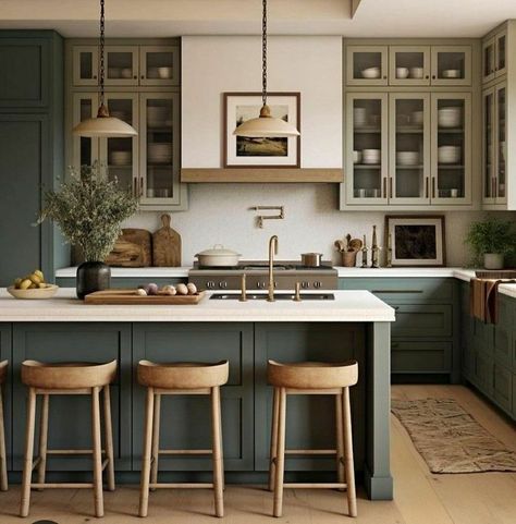 Decor For Countertops, Sage Kitchen, Kitchen Renovation Inspiration, Kitchen Cabinet Accessories, Sage Green Kitchen, 2024 Kitchen, Renovation Inspiration, Green Kitchen Cabinets, Dream Kitchens Design