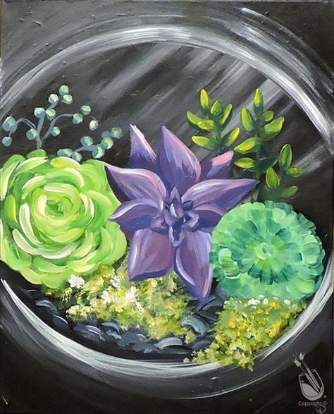 Succulent Painting, Painting With A Twist, Succulent Planter Diy, Succulent Art, Succulent Garden Diy, Hippie Painting, Paint Nite, Lansing Mi, Painting Canvases