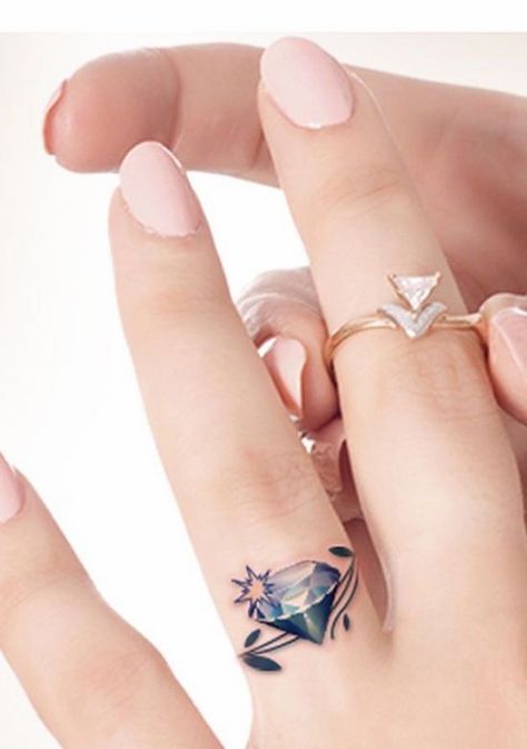 cute tattoos for women diamond on finger Wedding Ring Finger Tattoos, Diamond Tattoo Designs, Ring Tattoo Designs, Wedding Band Tattoo, Wedding Ring Finger, Wedding Ring Tattoo, Finger Tats, Finger Tattoo For Women, Tattoo Wedding Rings