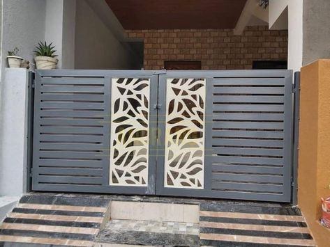 Wall Gate Design Modern, Grills Gate Design, Front Grill Gate Design, Modern Gate Design Ideas, House Gate Entrance Ideas, Main Gate Modern Design, Gate Front Design, Laser Gate Design Modern, Front House Gates Entrance