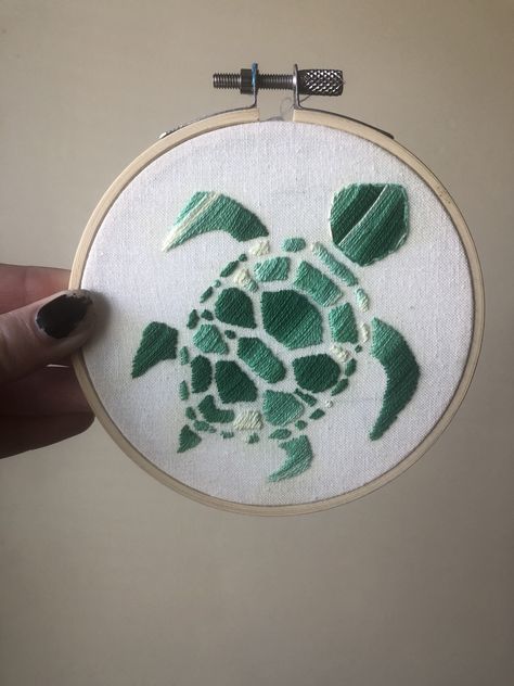 Embroidery Gifts For Him, Sea Embroidery Pattern, Sea Embroidery Ideas, Cool Embroidery Ideas, Beachy Embroidery, Ocean Embroidery Patterns, Turtle Hand Embroidery, Hand Embroidery Shirt, Embroidery Sea Life