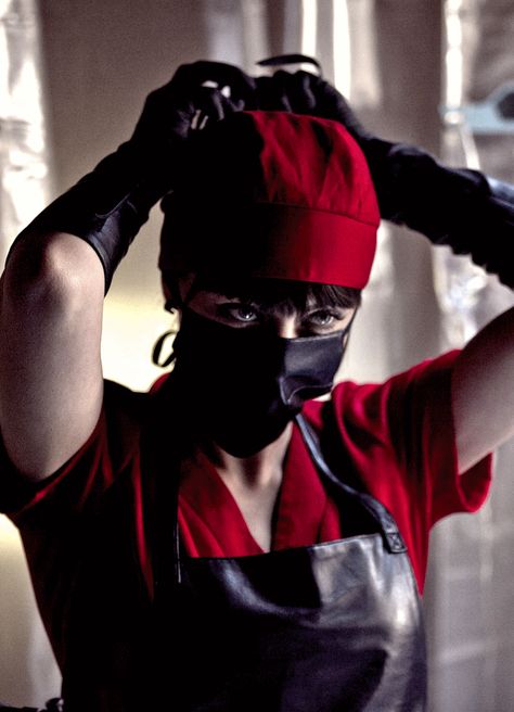 American Mary American Mary Movie, Quick Halloween Costumes Last Minute Men, Mary Mason, Mary Costume, American Mary, Katharine Isabelle, Quick Halloween Costumes, Pvc Apron, The Stranger Movie