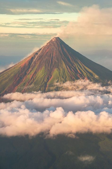 Mayon Volcano in the Philippines is known as the world's most perfect come volcano Mayon Volcano Aesthetic Wallpaper, Mayon Volcano Painting, Mayon Volcano Drawing, Mayon Volcano Aesthetic, Volcano In Philippines, Mayon Volcano Eruption, Tropical Volcano, Philippines Volcano, Volcano Aesthetic