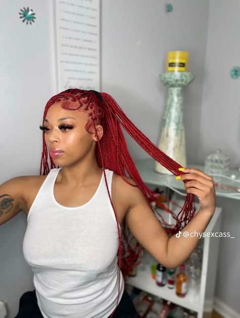 Red Knotless Braids, Red Braids, Rasta Hair, Barbie Hairstyle, Braided Hairstyles For Black Women Cornrows, Braids Ideas, Butterfly Locs, Big Box Braids Hairstyles, Goddess Braids Hairstyles