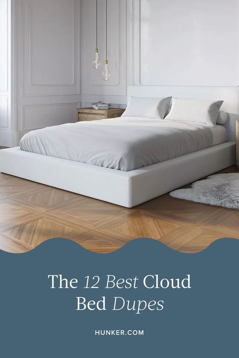 Bedroom Ideas Cloud Bed, Cloud Bed Frame Low, Sundays Furniture Cloud Bed, Diy Cloud Bed Frame, Cloud Bed Frame Aesthetic, Diy Cloud Bed, Cloud Bed Aesthetic, Cloud Beds, Upolstered Bed