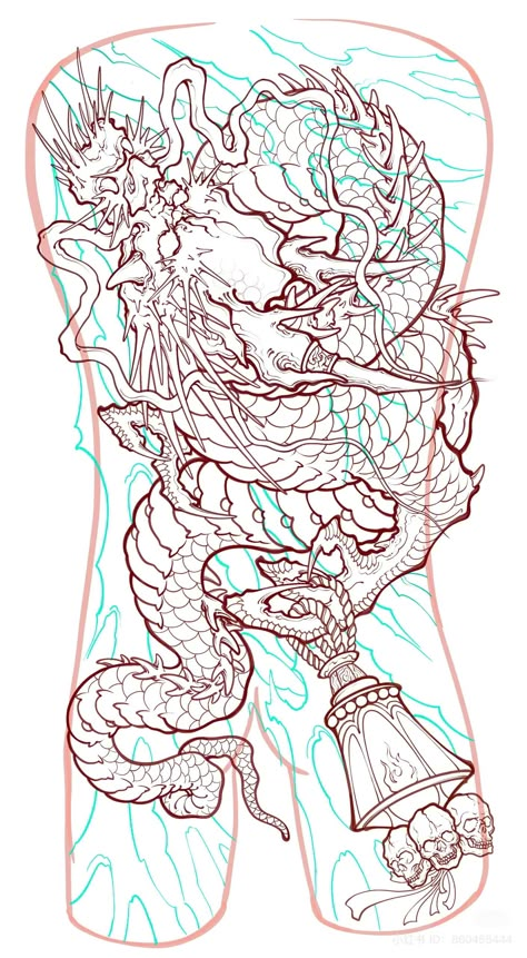 Dragon Tattoo Drawing, Dragon Head Tattoo, Koi Tattoo Sleeve, Japanese Ornament, Dragon Tattoo Sketch, Tattoos Dragon, Geometric Mandala Tattoo, Dragon Tattoo Art, Japanese Dragon Tattoo