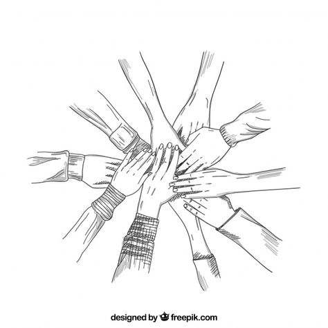 Sketchy hands working together Free Vector | Free Vector #Freepik #vector #freebusiness #freepeople #freehand #freeoffice Together Drawing, Drawing Of People, Arabic Calligraphy Artwork, Bonsai Design, Work Profile, Work Pictures, Painting Competition, Panda Art, Hands Together