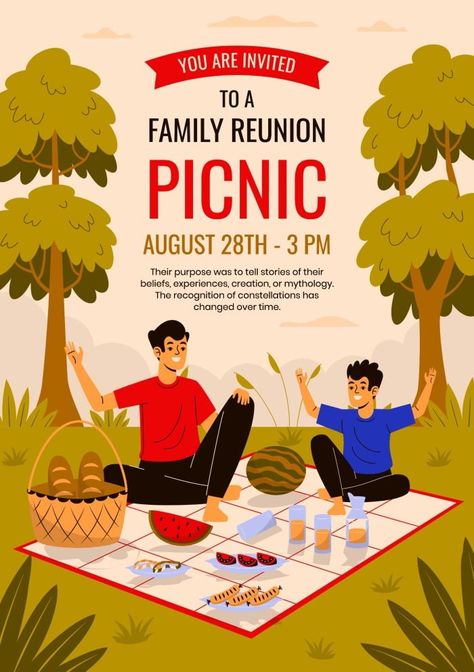 Hand-drawn Family Reunion Picnic Invitation Family Reunion Picnic, Picnic Invitations, Menu Maker, Presentation Maker, Invitation Maker, Photo Collage Maker, Social Media Schedule, Sticker Maker, Poster Ideas