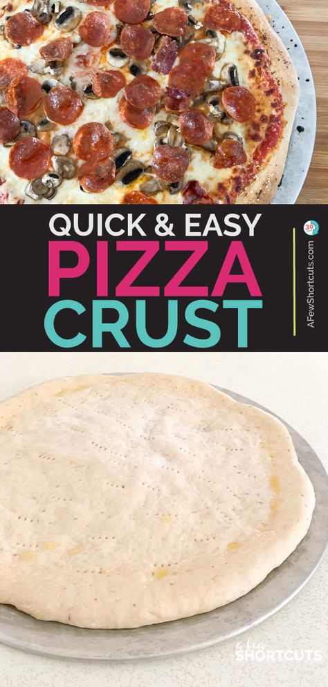 This is a keeper! Snag this Homemade Pizza Crust Recipe that is quick & easy to make. You can even turn it into your own homemade freezer pizza. | @AFewShortcuts #pizza #recipes #homemade Quick Easy Pizza Crust, Pizza Crust Ideas, Freezer Pizza, Homemade Pizza Crust Easy, Homemade Frozen Pizza, Homemade Pizza Crust Recipe, Gluten Free Pizza Recipes, Easy Pizza Crust, Homemade Pizza Crust