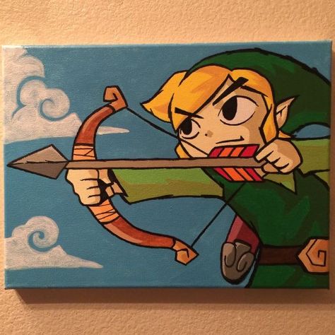 Zelda Painting, Zelda Crafts, Zelda Drawing, Gaming Art, Animation Art Sketches, Cute Canvas Paintings, Cute Canvas, Zelda Art, Canvas Painting Diy