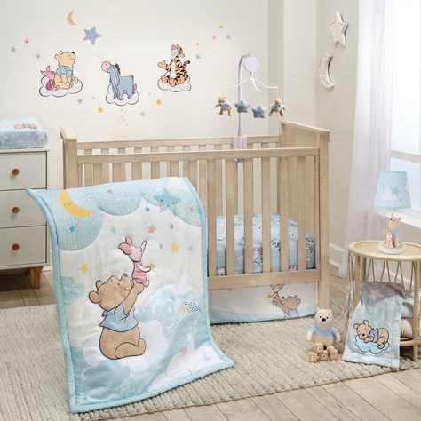 PRICES MAY VARY. Three-piece set includes one quilt, one fitted crib sheet and one crib skirt Quilt features a fully appliqued Winnie the Pooh in textured boucle wearing his blue velour shirt Crib skirt adds the finishing touch to your child’s crib and features Pooh, Piglet, Tigger and Eeyore Crib sheet is made in a soft, breathable microfiber material Adorable nursery accessories available in this collection Add a little Disney magic to your child’s sleep space with this charming Starlight Pooh Baby Pooh Bear, Nursery Crib Bedding, Hunny Pot, Infant Crib, Piglet Eeyore, Winnie The Pooh Nursery, Lambs & Ivy, Blue Bedding Sets, Charming Illustration