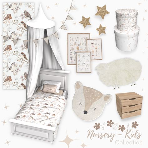 Sims 4 Nursery, The Sims 4 Kids, Sims 4 Pack, Sims 4 Cc Furniture Living Rooms, Mods Sims 4, Sims 4 Beds, Sims Baby, Die Sims 4, Mod Furniture