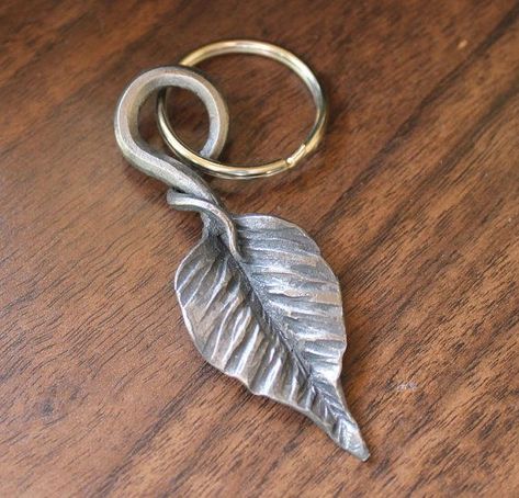 Leaf Key chain, key chain, Unique key chain, iron anniversary ... Unique Hand Forged Pendant Jewelry, Hand Forged Pendant Jewelry For Anniversary, Nature-inspired Hand Forged Pendant Necklace, Unique Hand Forged Heart-shaped Jewelry, Forged Keychain, Blacksmith Forge, Iron Jewelry, 6th Anniversary Gifts, Iron Gifts