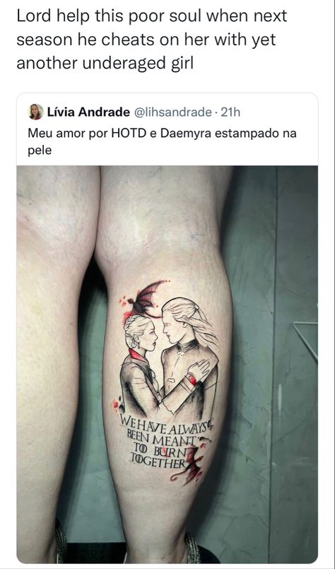 Dragon Tattoo Game Of Thrones, Daemon And Rhaenyra, Targaryen Tattoo, Game Of Thrones Tattoo, Movie Humor, Dragon House, Game Of Thrones Dragons, Game Of Thrones Funny, Gaming Tattoo