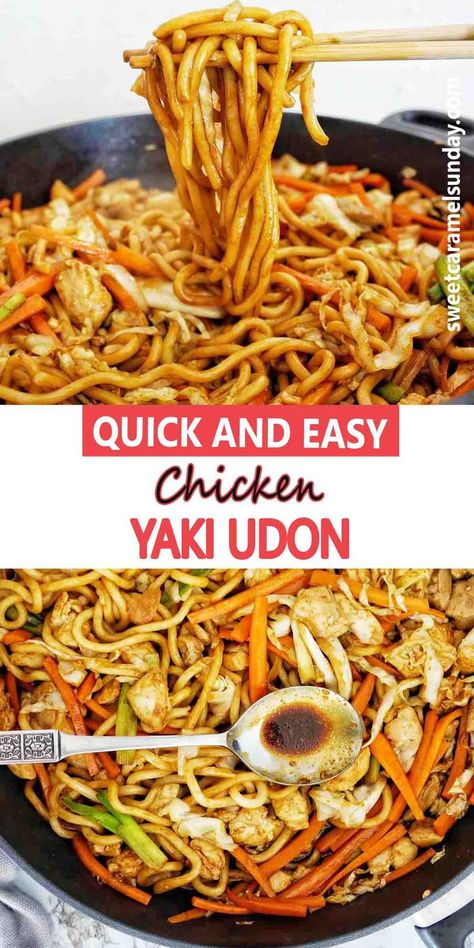 Udon Noodle With Chicken, Asian Chicken Noodles Recipe, Chicken Stir Fry With Udon Noodles, Stir Fry Udon Noodles Chicken, Noodle Stir Fry Recipes Chicken, Chicken And Udon Noodle Recipe, Chicken With Udon Noodles, Stir Fry Chicken And Noodles, Udon Noodle Chicken