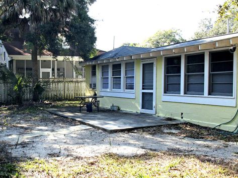 Home Renovation in Tybee Island, Georgia | HGTV Tiny Guest Bedroom, Americana Bedroom, Beach House Colors, Concrete Block Walls, Vintage Porch, Pine Island, Hgtv Magazine, Americana Style, Bedroom Pictures