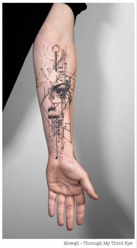 Mowgli Tattoo, Tato Geometris, Athena Tattoo, Pola Tato, Geometric Sleeve Tattoo, Forearm Band Tattoos, Wrist Tattoos For Guys, Goddess Tattoo, Tato Lengan