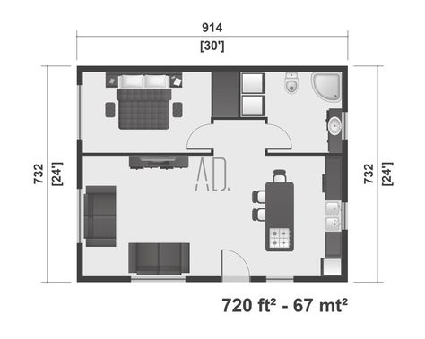 800 Sq Ft House, Modern Cabin House, 1 Bedroom House Plans, House Plan With Loft, 1 Bedroom House, Tiny House Plan, Small House Floor Plans, Duplex House Plans, Southern House Plans