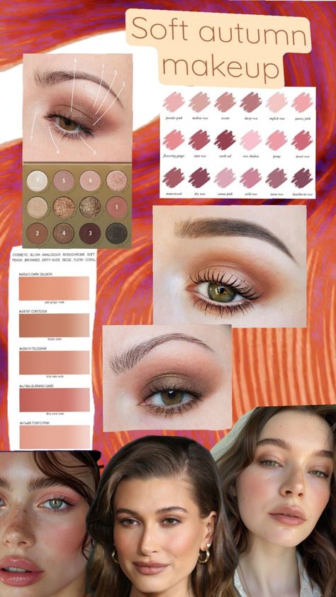 Soft autumn makeup Deep Autumn Makeup, Soft Autumn Makeup, Color Analysis Summer, Soft Autumn Deep, Ballerina Makeup, Light Skin Makeup, Soft Autumn Palette, Autumn Skin, Soft Autumn Color Palette