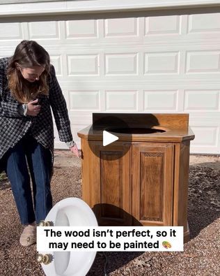 I found an old sink and vintage sink in the TRASH! 🤢 I gave it a total makeover, and now it's stunning. 😍 | I found an old sink and vintage sink in the TRASH! 🤢 I gave it a total makeover, and now it's stunning. 😍 | By Maggie McGaughFacebook Old Dresser Bathroom Vanity, Repurposed Vanity, Sink Makeover, Vintage Sinks, Marble Paint, Vintage Sink, Old Sink, Commercial Sink, Flea Market Flip