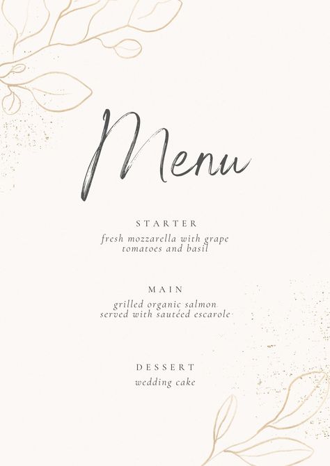 Restaurant Menu Card, Online Invitation Card, Diner Menu, Free Wedding Cards, Handwritten Wedding, Menu Card Design, Wedding Menu Template, Blush Gold, Restaurant Menu Design