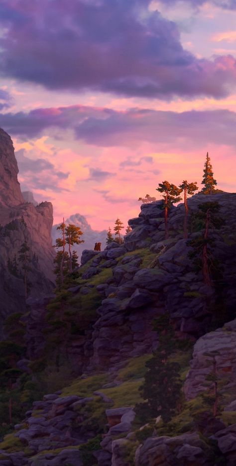 Brother Bear Aesthetic, Brother Bear Art, Robot Background, Disney Backgrounds, Robot Wallpaper, Spooky Castles, Pink Movies, Lion King Drawings, The Wild Robot