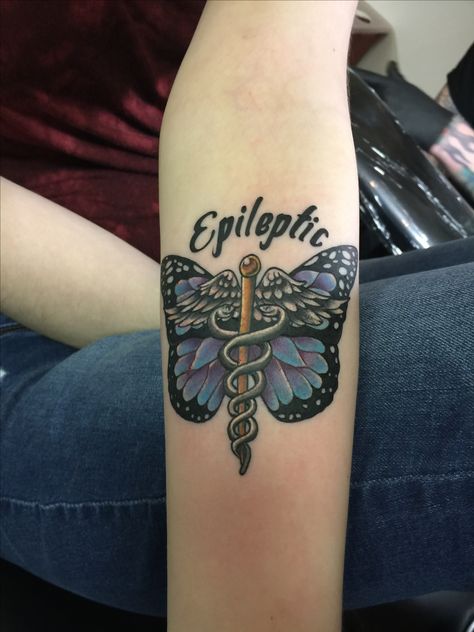 Butterfly epileptic tattoo Epileptic Tattoos, Epileptic Tattoo, Epileptic Tattoo Ideas, Mums Tattoo, Amy Tattoo, Crohns Tattoo, Medical Alert Tattoo, Brain Tattoo, Medical Tattoo