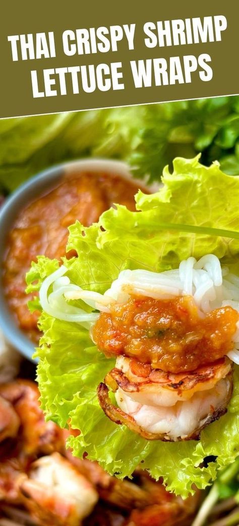 Thai Crispy Shrimp Lettuce Wraps are the best choice for a healthy dinner. These easy wraps are packed with shrimp, vegetables, and a flavorful peanut sauce, making them quick and delicious. Thai Shrimp Recipes, Lettuce Wraps With Peanut Sauce, Easy Wraps, Larb Recipe, Thai Appetizer, Shrimp Lettuce Wraps, Lettuce Wraps Recipe, Thai Shrimp, Crispy Shrimp