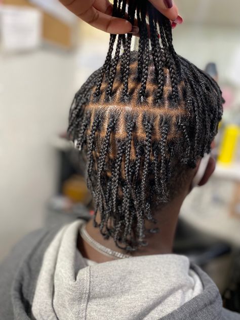 Microlocs On Men, Small Men Braids, Mens Micro Locs, Micro Braids Men, Small Plaits Box Braids Men, Small Box Braids Men, Male Individual Braids, Box Braid Extensions, Box Braids Men