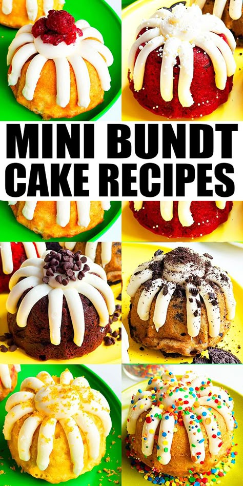 Collection of the best quick and easy MINI BUNDT CAKE RECIPES with cake mix box. They are homemade with simple ingredients. Flavors include chocolate, vanilla, red velvet, Oreo, Funfetti, lemon, orange and raspberry. From CakeWhiz. Air Fryer Mini Bundt Cake, Copycat Nothing Bundt Cake Recipes Vanilla, Oreo Bundt Cake Easy, Easy Mini Bundt Cakes, Moist Bundt Cake Recipes Easy, Mini Birthday Desserts, Best Mini Cake Recipes, Mini Christmas Cake Loafs, Mini Bundt Cakes From Cake Mix Boxes Red Velvet