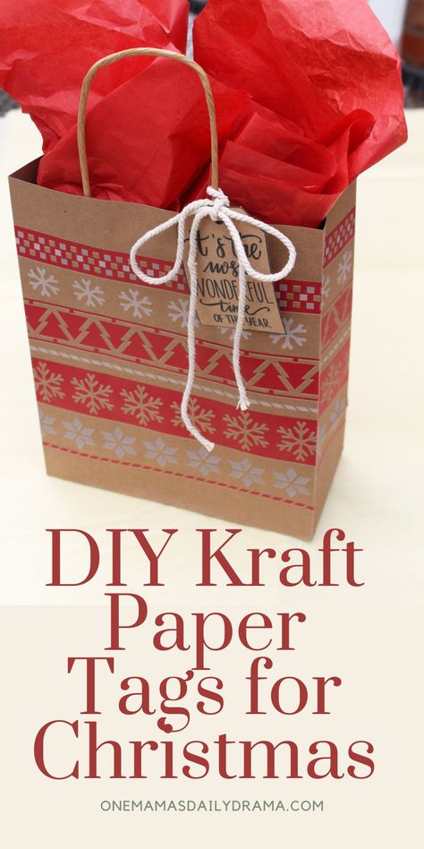 Learn how to make DIY kraft paper tags and print this set of Christmas tags for all of your gifts this year. Daily Drama, Easy Kid Activities, Christmas Gift Tags Diy, Kraft Paper Tags, Red Tissue Paper, Christmas Tags Printable, Brown Paper Packages, Brown Kraft Paper, Christmas Tags