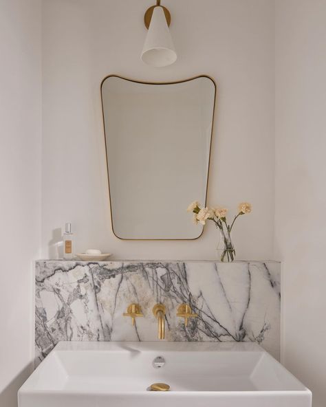 2023 Powder Room, Powder Room Sconces, Small Powder Bathroom, Small Powder Bathroom Ideas, Powder Bathroom Ideas, White Powder Room, Powder Room Lighting, Modern Powder Rooms, Powder Bathroom