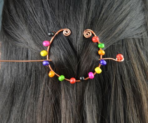 Wire Wrapped Hair Accessory - Fun Family Crafts Wrapped Hair, Loc Jewelry, Beautiful Hair Accessories, Hippie Hair, Vintage Hair Accessories, Turquoise Jewelry Native American, Family Crafts, Hair Slide, Hair Beads