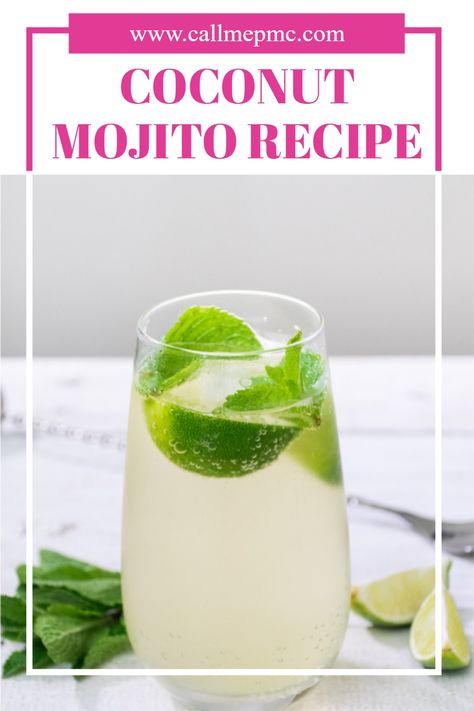 This delicious Coconut Mojito recipe a breeze to make with coconut, mint, and lime! These classic tropical summer flavors are so refreshing! #cocktails #recipes #mojitos #rum #callmepmc #baking Coconut Mojito Recipe, Mojito Drinks, Mojito Recipe Classic, Mojito Drink, Coconut Mojito, Summer Flavors, Flavored Rum, Rum Recipes, Mint Mojito