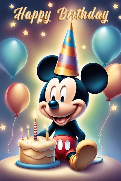 Mickey Mouse Birthday Card, Happy Birthday Cartoon, Disney Birthday Card, Happy Birthday Mickey Mouse, Anniversary Pics, Happy Birthday Disney, 1st Birthday Wishes, Birthday Pic, Digital Birthday Cards