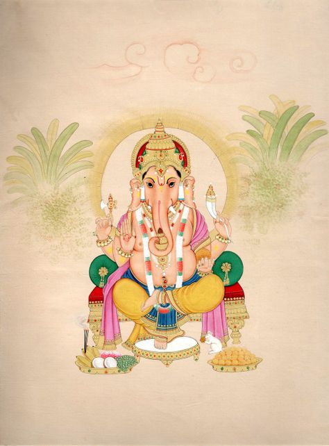 hinducosmos:  The Benevolent God Ganesha Artist: Kailash Raj, Water Color Painting on Paper (via Exotic India) Ganesha Art Illustration, Om Gam Ganapataye Namaha, गणपती बाप्पा, Hindu Cosmos, God Ganesh, Ganesha Drawing, Gods Goddesses, Shri Ganesh Images, Lord Murugan Wallpapers